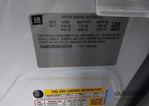 2011 Buick Lacrosse Cxl from USA, damaged, VIN 1G4GC5ED8BF395734